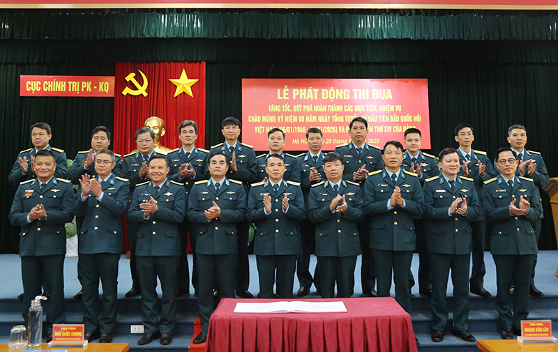 Cục Chính trị Quân chủng Phòng không - Không quân tổ chức Lễ phát động thi đua chào mừng kỷ niệm 80 năm Ngày Tổng tuyển cử đầu tiên bầu Quốc hội Việt Nam và Đại hội lần thứ XIV của Đảng