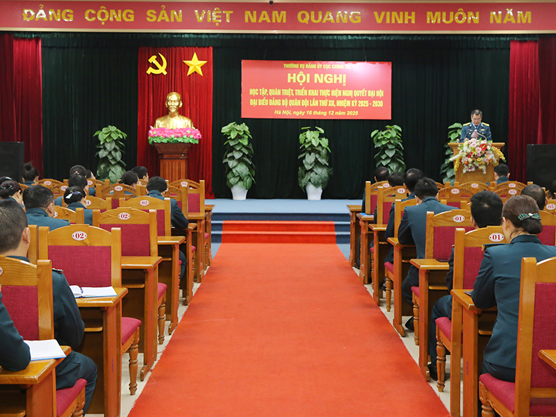 Thường vụ Đảng ủy Cục Chính trị Quân chủng PK-KQ tổ chức học tập, quán triệt, triển khai thực hiện nghị quyết Đại hội đại biểu Đảng bộ Quân đội lần thứ XII, nhiệm kỳ 2025-2030