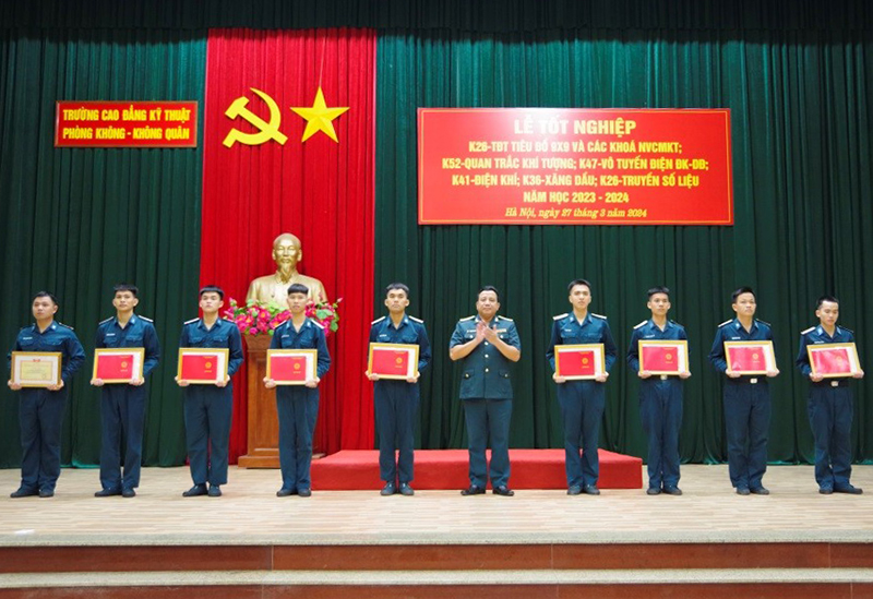 Trường Cao đẳng Kỹ thuật PK-KQ tổ chức Lễ tốt nghiệp các khóa đào tạo Hạ sĩ quan chỉ huy, Nhân viên chuyên môn kỹ thuật năm học 2023-2024