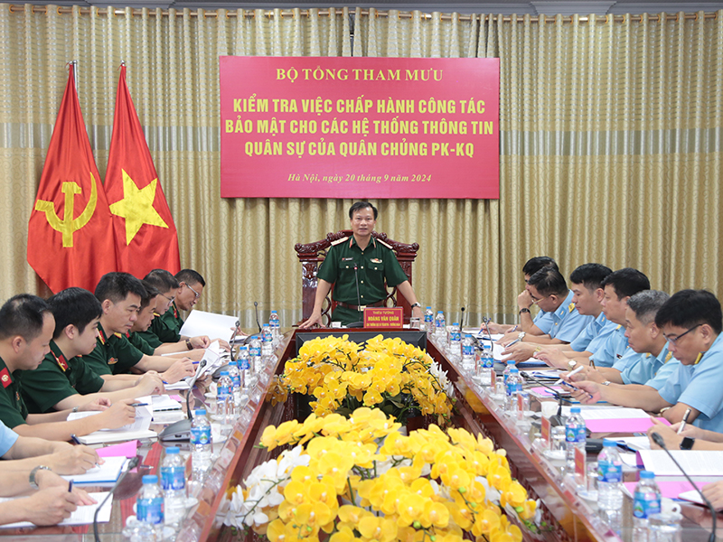 Bộ Tổng Tham mưu kiểm tra việc chấp hành công tác bảo mật hệ thống thông tin quân sự của Quân chủng Phòng không - Không quân