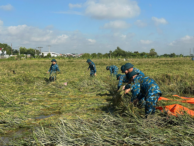 Bộ đội Phòng không - Không quân giúp dân khắc phục hậu quả bão số 10