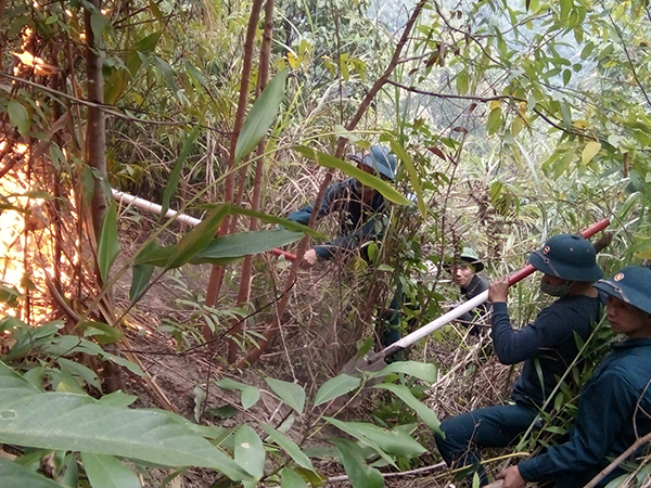 Tiểu đoàn 105 (Sư đoàn 363) giúp nhân dân phường Cửa Ông chữa cháy rừng