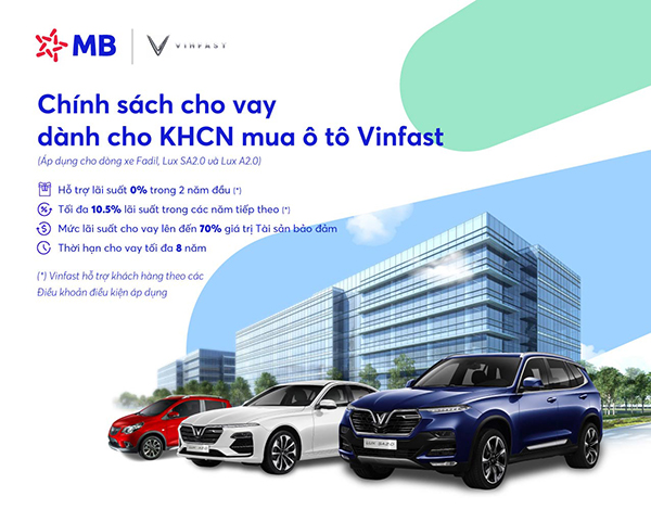 Siêu ưu đãi khi vay vốn tại MB mua ô tô Vinfast