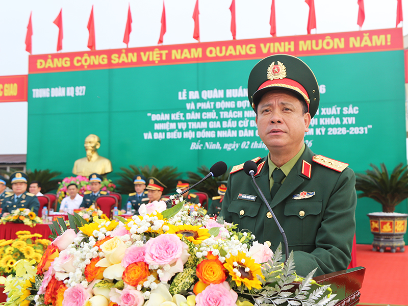 Thượng tướng Nguyễn Trường Thắng - Thứ trưởng Bộ Quốc ph&ograve;ng dự Lễ ra qu&acirc;n huấn luyện năm 2026 tại Trung đo&agrave;n 927