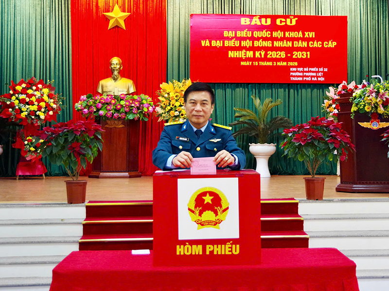 Cử tri Qu&acirc;n chủng Ph&ograve;ng kh&ocirc;ng - Kh&ocirc;ng qu&acirc;n tham gia bầu cử đại biểu Quốc hội kh&oacute;a XVI v&agrave; đại biểu Hội đồng nh&acirc;n d&acirc;n c&aacute;c cấp nhiệm kỳ 2026-2031