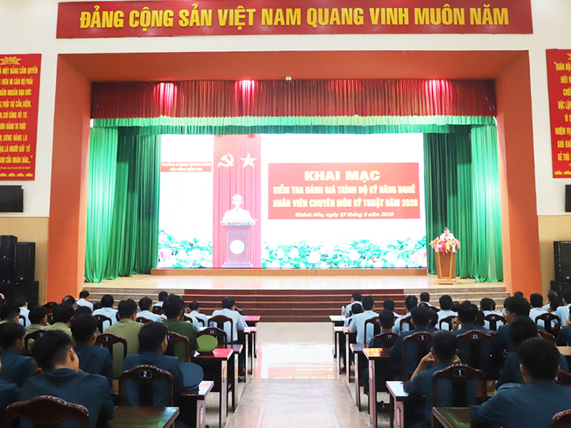 Trường Sĩ quan Không quân khai mạc kiểm tra, đánh giá trình độ kỹ năng nghề nhân viên chuyên môn kỹ thuật năm 2026