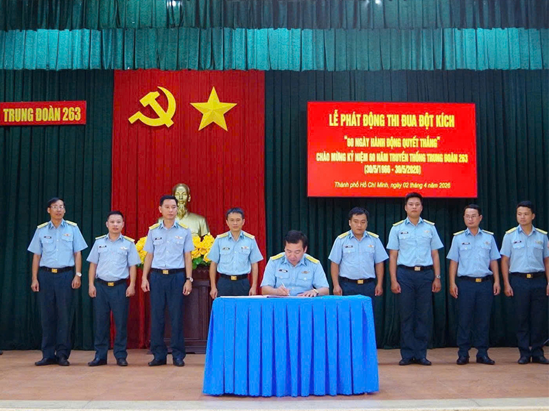 Trung đo&agrave;n 263 thi đua lập c&ocirc;ng mừng ng&agrave;y truyền thống