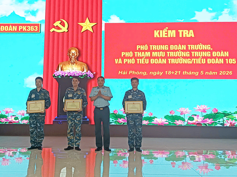 Sư đoàn 363 tổ chức kiểm tra Phó trung đoàn trưởng, Phó Tham mưu trưởng Trung đoàn, Phó Tiểu đoàn trưởng Tiểu đoàn 105 năm 2026