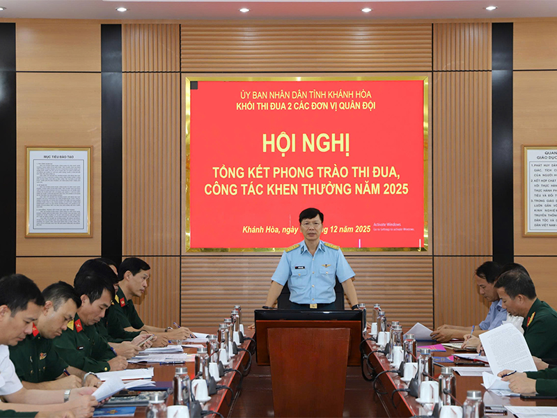 Khối thi đua số 2 c&aacute;c đơn vị Qu&acirc;n đội tr&ecirc;n địa b&agrave;n tỉnh Kh&aacute;nh H&ograve;a tổng kết phong tr&agrave;o thi đua, c&ocirc;ng t&aacute;c khen thưởng năm 2025