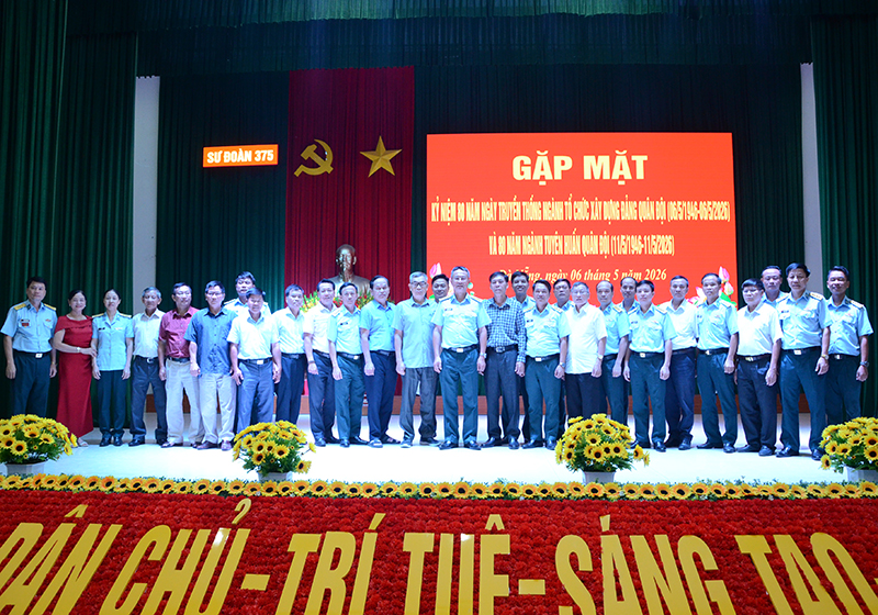 Sư đo&agrave;n 375 tổ chức gặp mặt kỷ niệm 80 năm ng&agrave;y truyền thống ng&agrave;nh tổ chức x&acirc;y dựng Đảng Qu&acirc;n đội (6-5-1946 / 6-5-2026) v&agrave; ng&agrave;nh Tuy&ecirc;n huấn Qu&acirc;n đội (11-5-1946 / 11-5-2026)