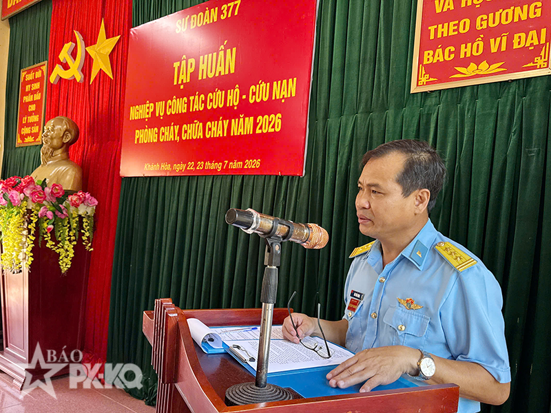 Sư đo&agrave;n 377 tập huấn nghiệp vụ cứu hộ, cứu nạn, ph&ograve;ng ch&aacute;y, chữa ch&aacute;y