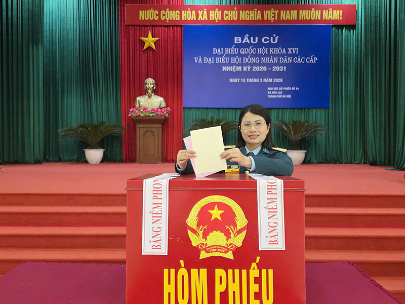 Cử tri Qu&acirc;n chủng Ph&ograve;ng kh&ocirc;ng - Kh&ocirc;ng qu&acirc;n tham gia bầu cử đại biểu Quốc hội kh&oacute;a XVI v&agrave; đại biểu Hội đồng nh&acirc;n d&acirc;n c&aacute;c cấp nhiệm kỳ 2026-2031