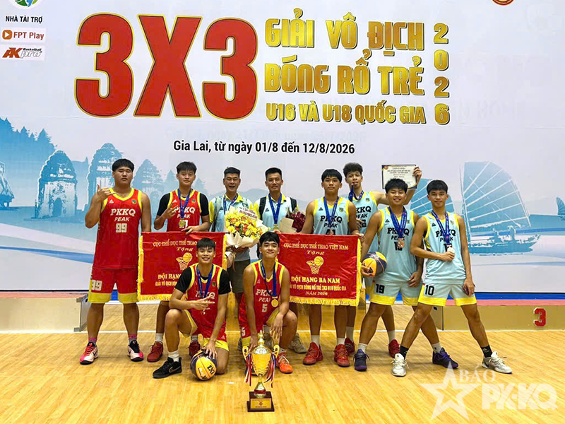 PKKQ-PEAK 1 bảo vệ th&agrave;nh c&ocirc;ng &ldquo;ng&ocirc;i vương&rdquo; tại Giải v&ocirc; địch B&oacute;ng rổ 3X3 U-18 Quốc gia năm 2026.