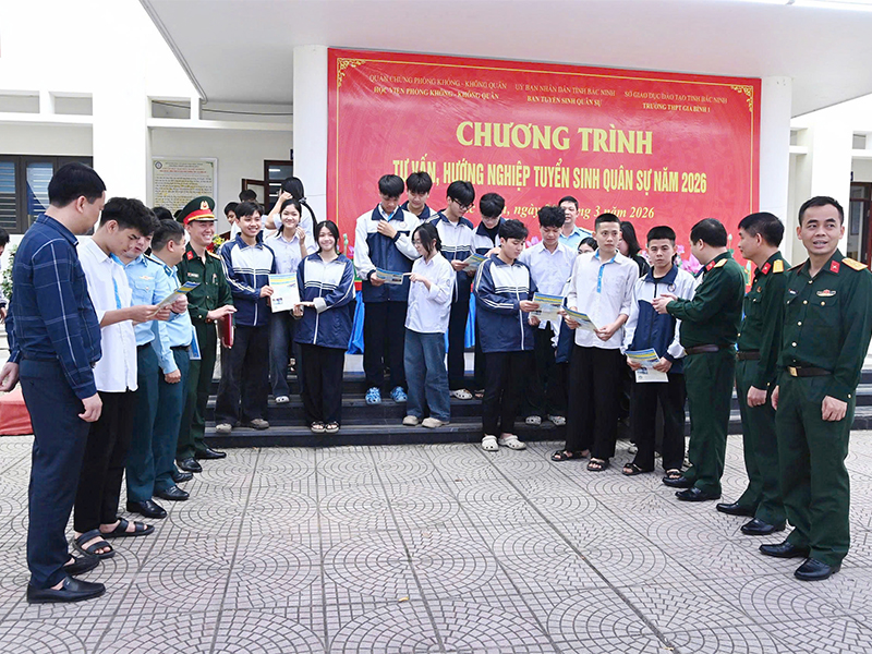 Học viện Ph&ograve;ng kh&ocirc;ng - Kh&ocirc;ng qu&acirc;n tổ chức tư vấn, hướng nghiệp tuyển sinh qu&acirc;n sự năm 2026 tại tỉnh Bắc Ninh
