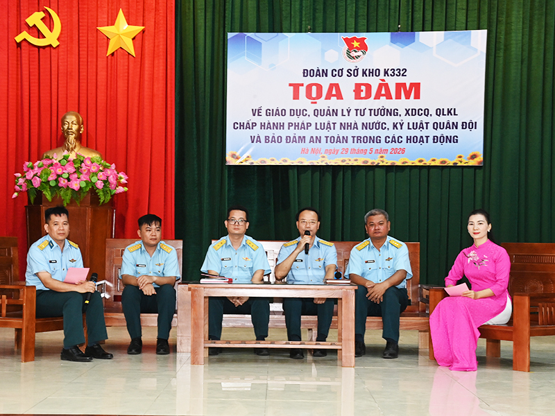Đoàn cơ sở K332 toạ đàm về giáo dục, quản lý tư tưởng, xây dựng chính quy, quản lý kỷ luật, chấp hành pháp luật Nhà nước, kỷ luật Quân đội và bảo đảm an toàn trong các hoạt động