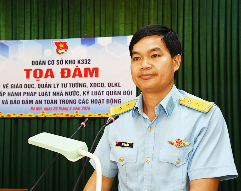Đoàn cơ sở K332 toạ đàm về giáo dục, quản lý tư tưởng, xây dựng chính quy, quản lý kỷ luật, chấp hành pháp luật Nhà nước, kỷ luật Quân đội và bảo đảm an toàn trong các hoạt động
