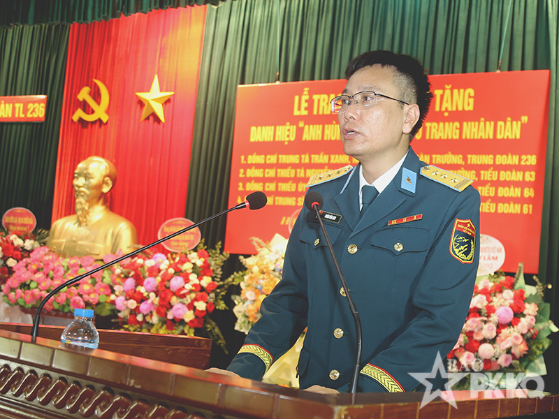 Trung đo&agrave;n 236 tổ chức Lễ trao tặng, truy tặng danh hiệu Anh h&ugrave;ng lực lượng vũ trang nh&acirc;n d&acirc;n cho 4 đồng ch&iacute;