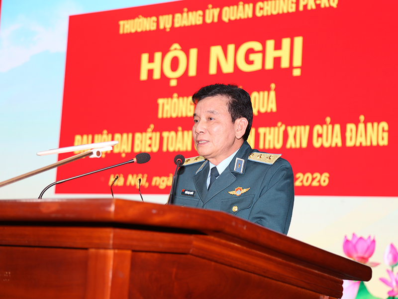 Thường vụ Đảng uỷ Qu&acirc;n chủng Ph&ograve;ng kh&ocirc;ng- Kh&ocirc;ng qu&acirc;n tổ chức Hội nghị Th&ocirc;ng b&aacute;o nhanh kết quả Đại hội đại biểu to&agrave;n quốc lần thứ XIV của Đảng.